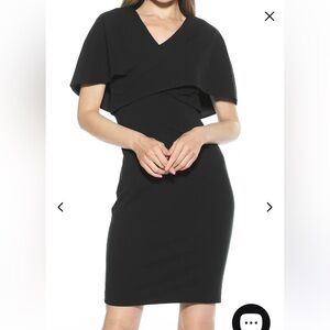 Alexia Admor Women’s Devi V Neck Midi Elegant Black Cape Dress New small